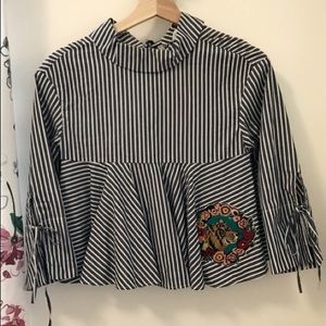 Zara striped collared shirt